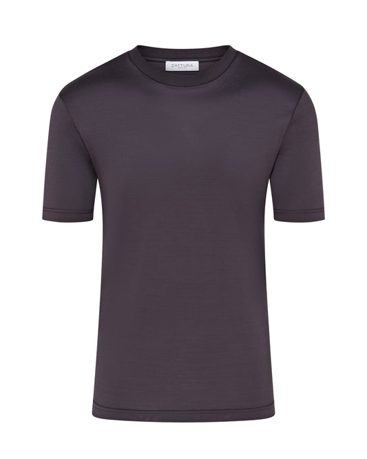 High Collar Short Sleeve Mercerised T-shirt (Carbon)