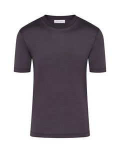 High Collar Short Sleeve Mercerised T-shirt (Carbon)
