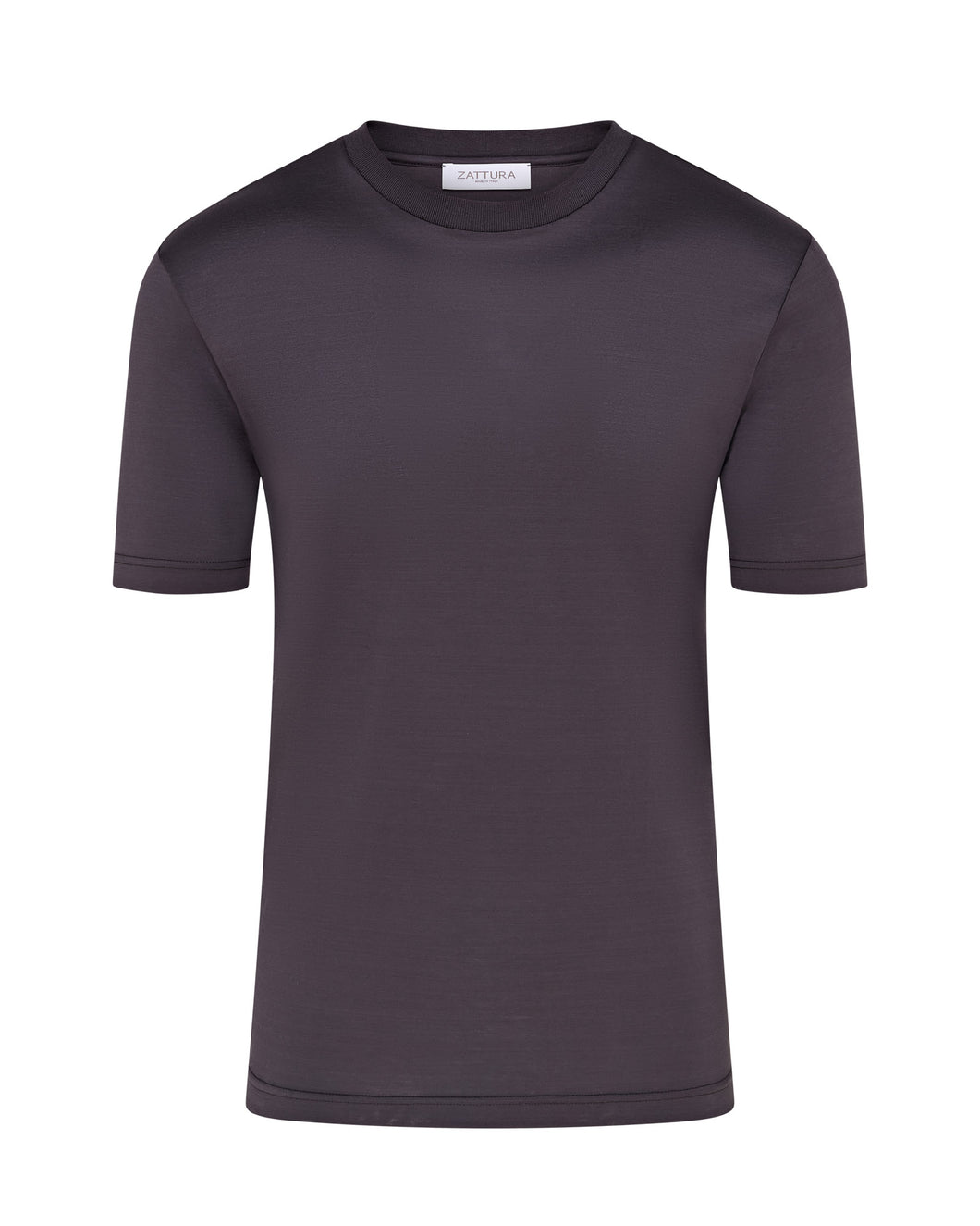 High Collar Short Sleeve Mercerised T-shirt (Carbon)
