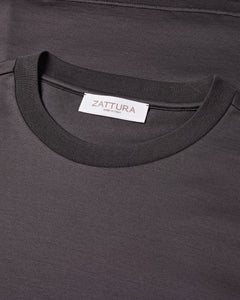 High Collar Short Sleeve Mercerised T-shirt (Carbon)