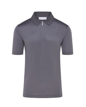 Load image into Gallery viewer, Short Sleeve Mercerised Zip Polo (Asphalt Grey)

