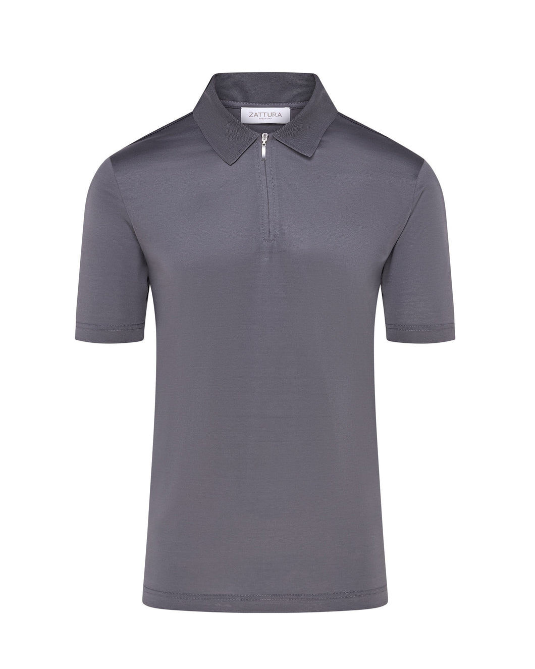 Short Sleeve Mercerised Zip Polo (Asphalt Grey)