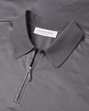 Load image into Gallery viewer, Short Sleeve Mercerised Zip Polo (Asphalt Grey)
