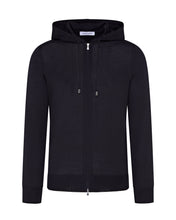 Load image into Gallery viewer, Extra Fine Full Zip Knitted Hoodie (Black)
