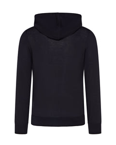 Extra Fine Full Zip Knitted Hoodie (Black)