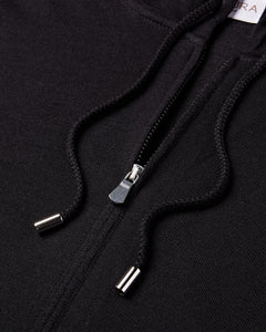 Extra Fine Full Zip Knitted Hoodie (Black)