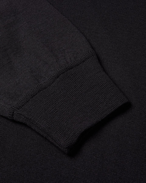 Extra Fine Full Zip Knitted Hoodie (Black)