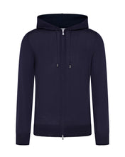 Load image into Gallery viewer, Extra Fine Full Zip Knitted Hoodie (Navy)
