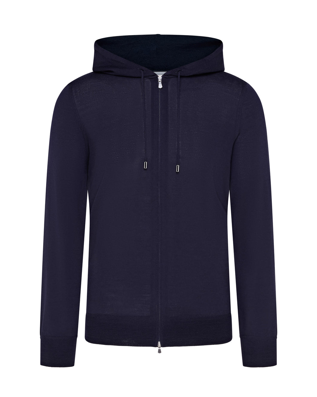 Extra Fine Full Zip Knitted Hoodie (Navy)