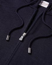 Load image into Gallery viewer, Extra Fine Full Zip Knitted Hoodie (Navy)
