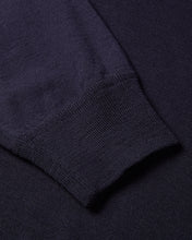 Load image into Gallery viewer, Extra Fine Full Zip Knitted Hoodie (Navy)
