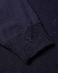 Extra Fine Full Zip Knitted Hoodie (Navy)
