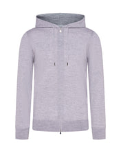 Load image into Gallery viewer, Extra Fine Full Zip Knitted Hoodie (Grey Marl)
