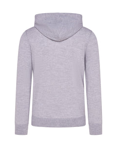 Extra Fine Full Zip Knitted Hoodie (Grey Marl)