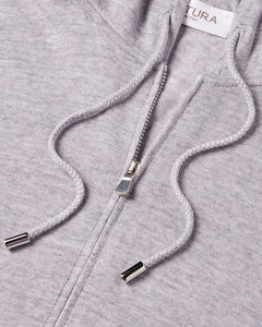 Extra Fine Full Zip Knitted Hoodie (Grey Marl)