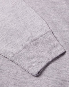 Extra Fine Full Zip Knitted Hoodie (Grey Marl)