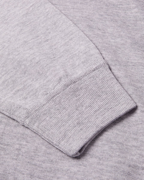 Extra Fine Full Zip Knitted Hoodie (Grey Marl)