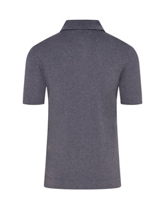Knitted Short Sleeve Contrast Lined Button Polo (Gunmetal Grey)