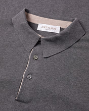 Load image into Gallery viewer, Knitted Short Sleeve Contrast Lined Button Polo (Gunmetal Grey)
