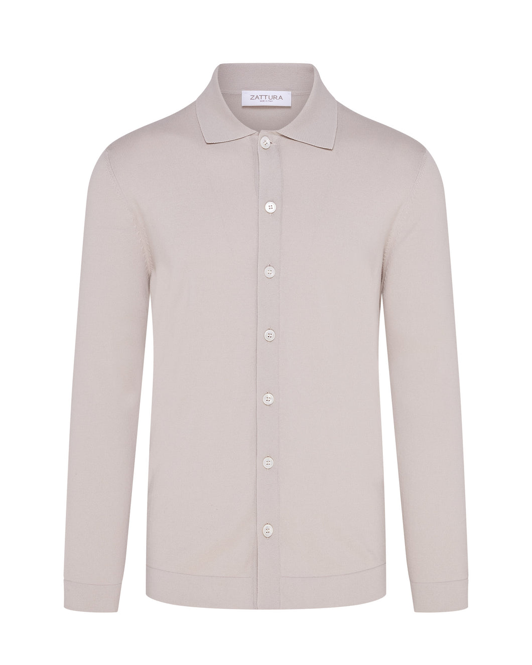 Knitted Button Up Shirt (Beige)