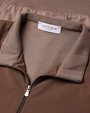 Load image into Gallery viewer, Tech &amp; Knitted Full Zip Lightweight Jacket (Brown)
