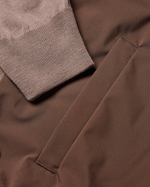 Tech & Knitted Full Zip Lightweight Jacket (Brown)