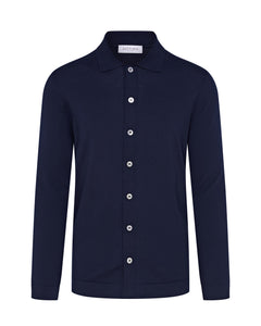 Knitted Button Up Shirt (Navy)
