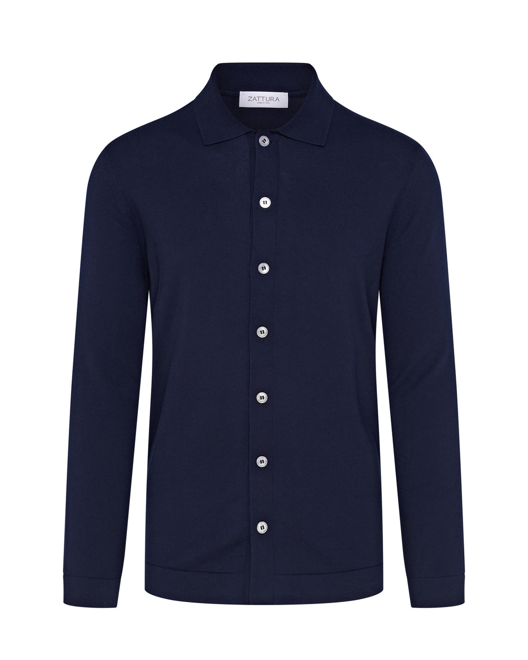 Knitted Button Up Shirt (Navy)
