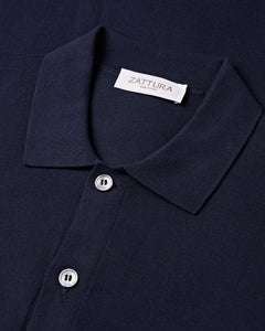 Knitted Button Up Shirt (Navy)