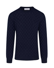 Load image into Gallery viewer, Long Sleeve Check Knit Jumper (Navy)
