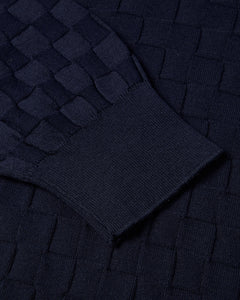 Long Sleeve Check Knit Jumper (Navy)