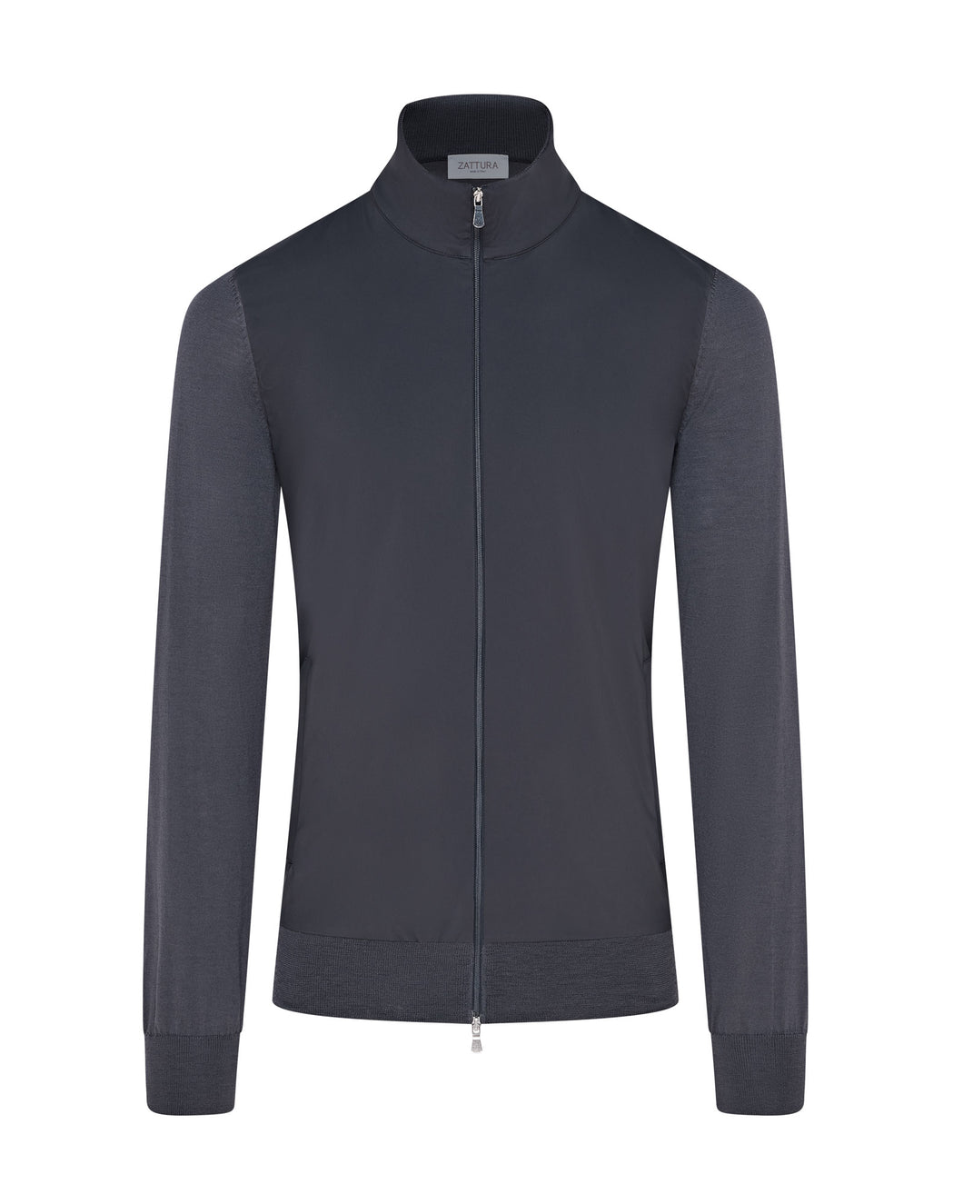 Tech & Knitted Full Zip Lightweight Jacket (Graphite)