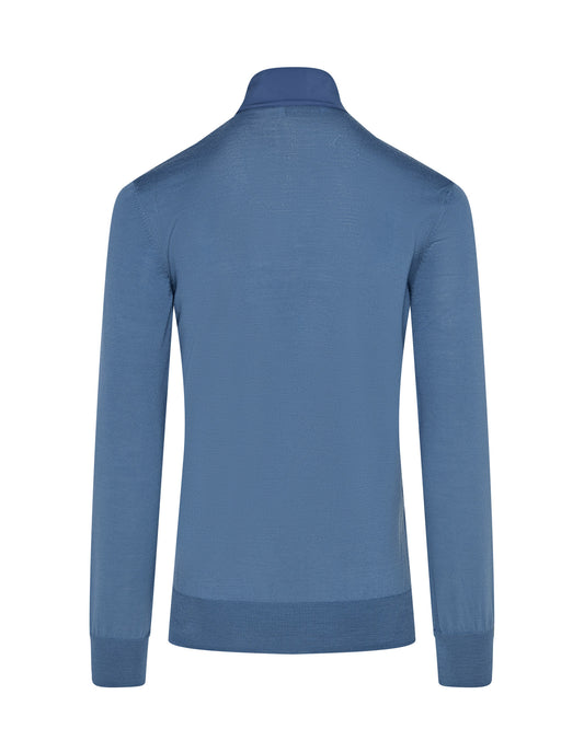 Tech & Knitted Full Zip Lightweight Jacket (Petrol Blue)