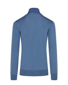 Tech & Knitted Full Zip Lightweight Jacket (Petrol Blue)