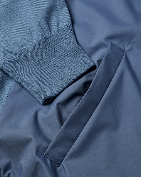 Tech & Knitted Full Zip Lightweight Jacket (Petrol Blue)