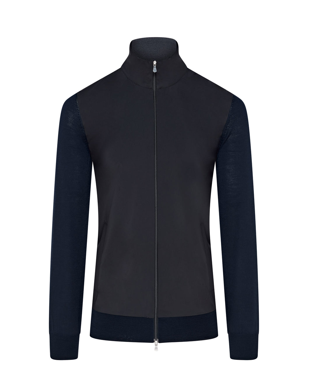 Tech & Knitted Full Zip Lightweight Jacket (Navy)