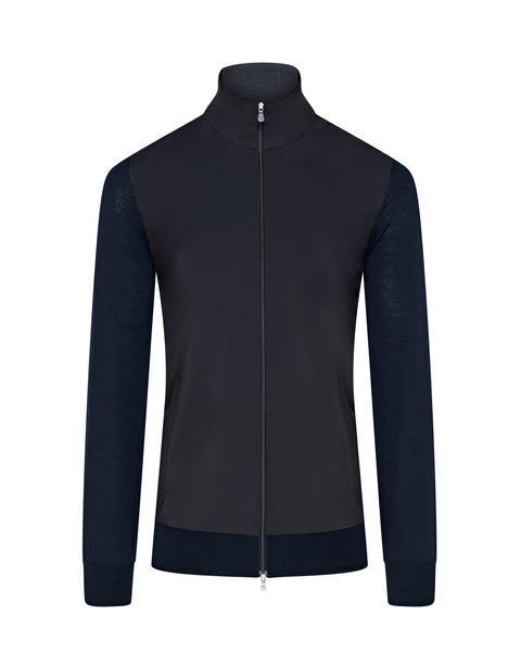 Tech & Knitted Full Zip Lightweight Jacket (Navy)