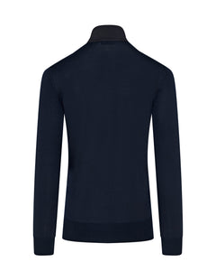 Tech & Knitted Full Zip Lightweight Jacket (Navy)