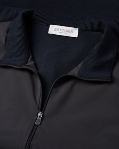 Tech & Knitted Full Zip Lightweight Jacket (Navy)