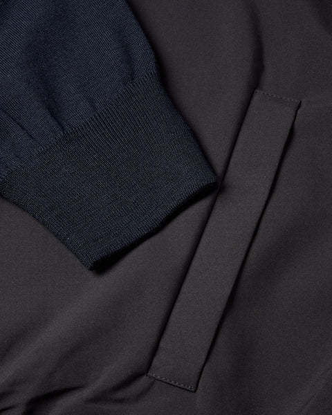 Tech & Knitted Full Zip Lightweight Jacket (Navy)