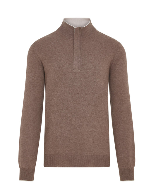 Concealed Quarter Zip Jumper (Light Brown)
