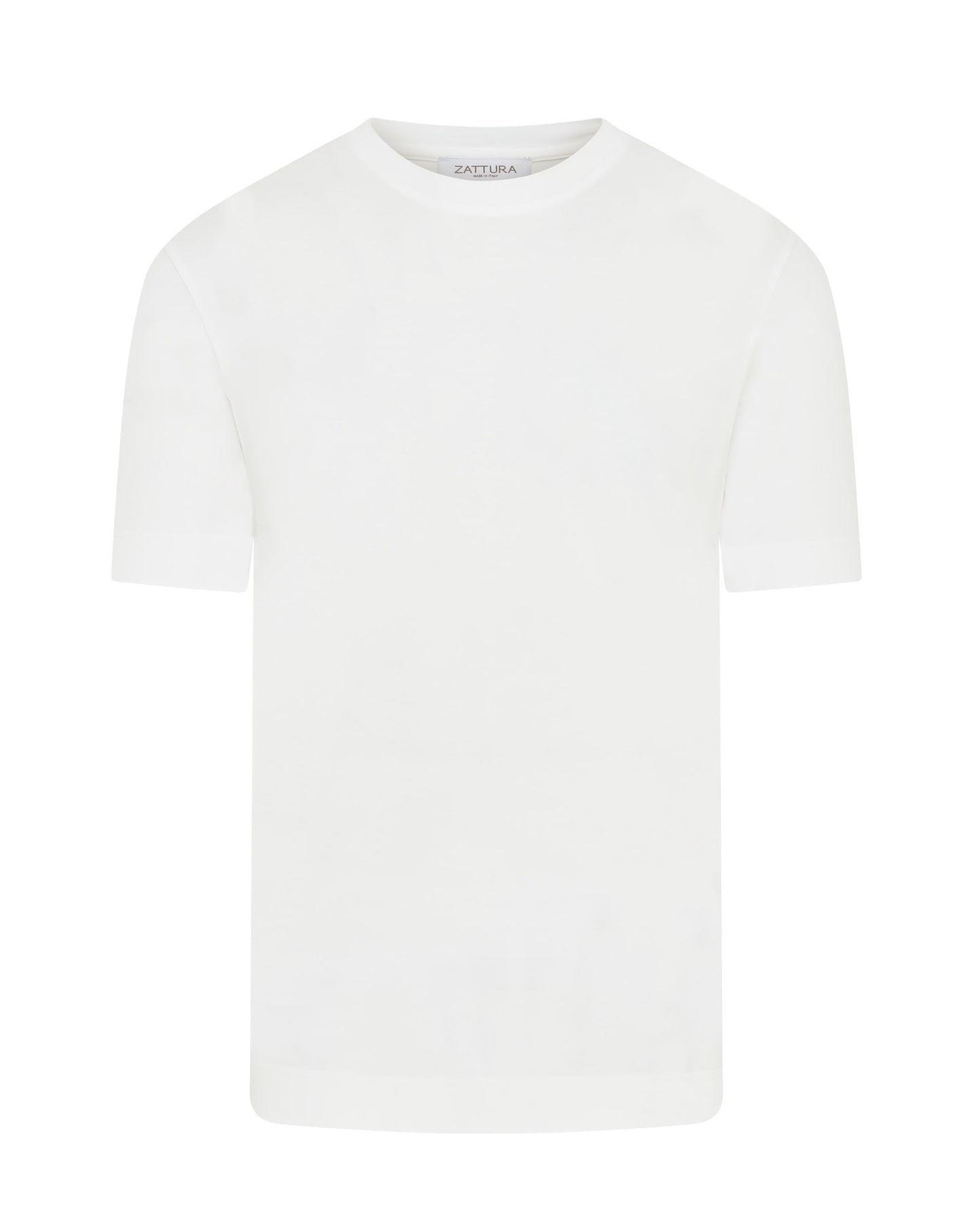 Zattura High Collar Short Sleeve Supima Cotton T-Shirt (White)