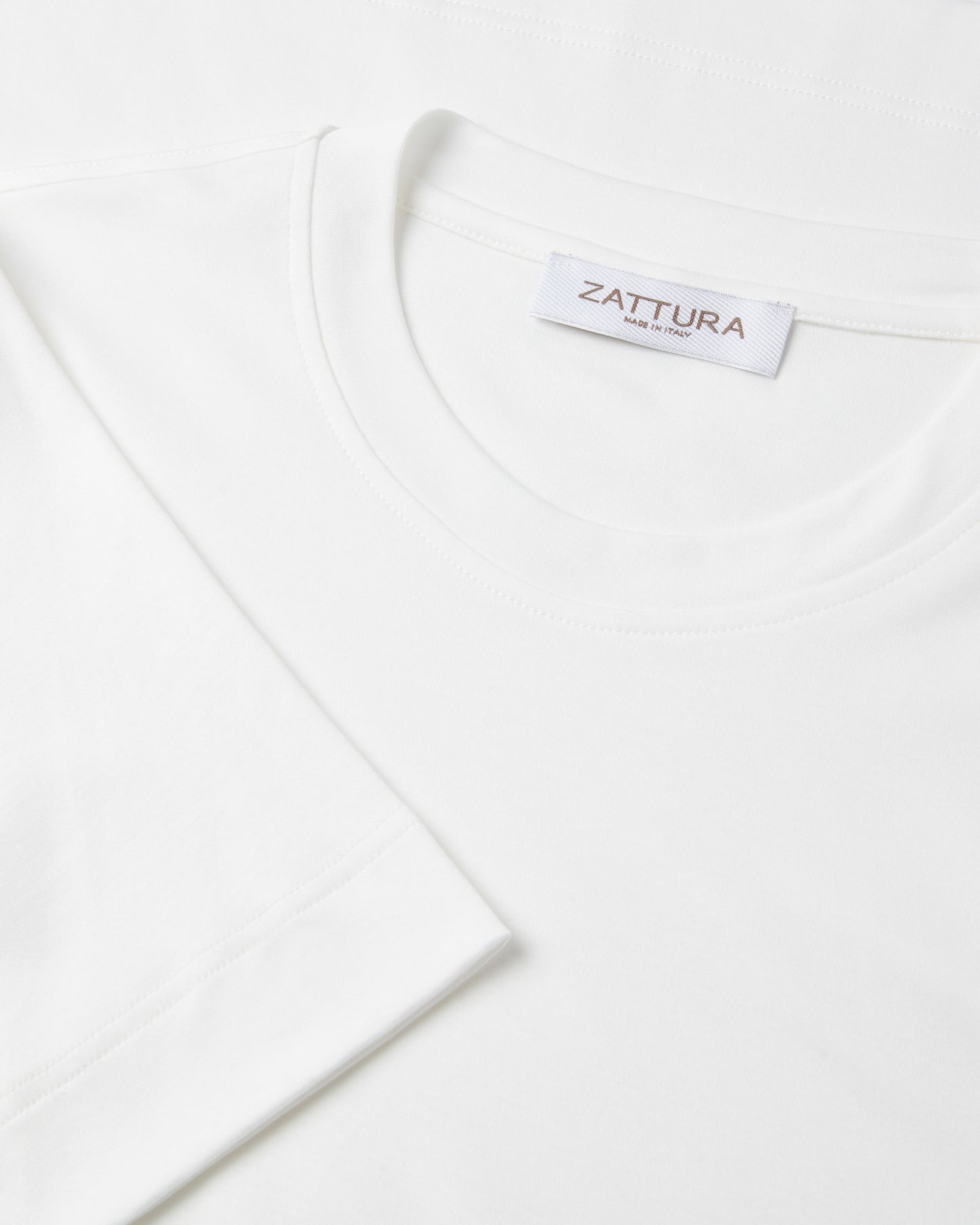 Zattura High Collar Short Sleeve Supima Cotton T-Shirt (White)