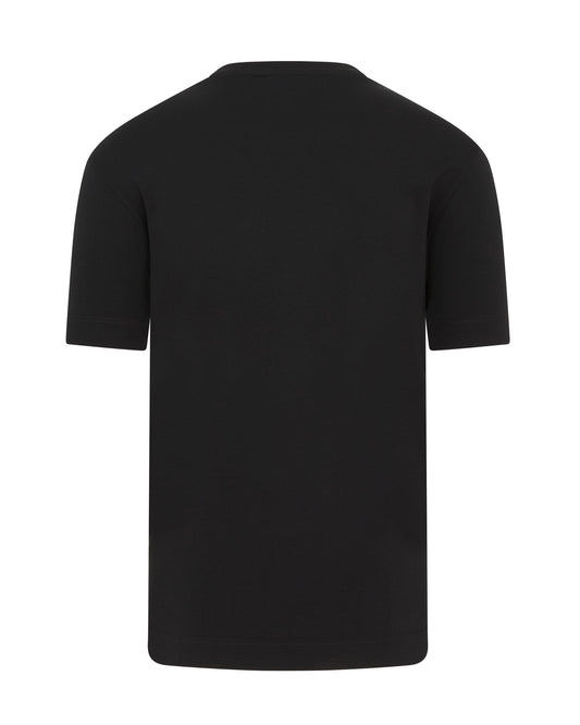 Zattura High Collar Short Sleeve Supima Cotton T-Shirt (Black)