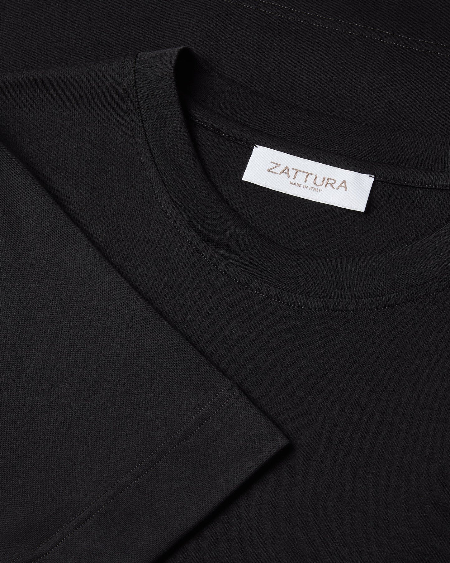 Zattura High Collar Short Sleeve Supima Cotton T-Shirt (Black)