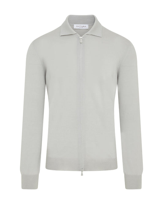 Zip Wool Overshirt (Grey)