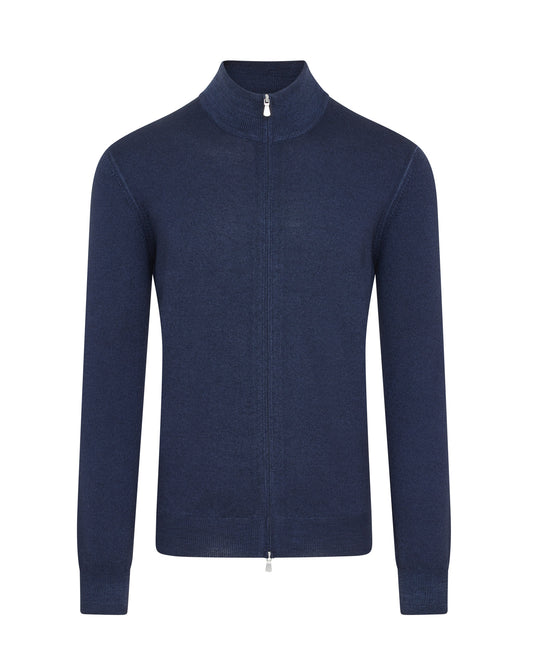 Full Zip Garment Dyed Cardigan (Blue)