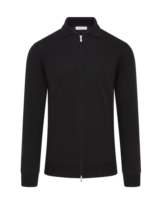 Zip Wool Overshirt (Black)