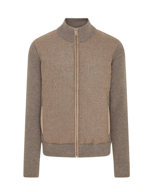 Performance Wool Hybrid Bomber Jacket (Beige)