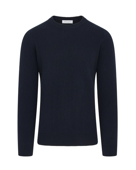 Chunky Rib Crew Neck Jumper (Navy)